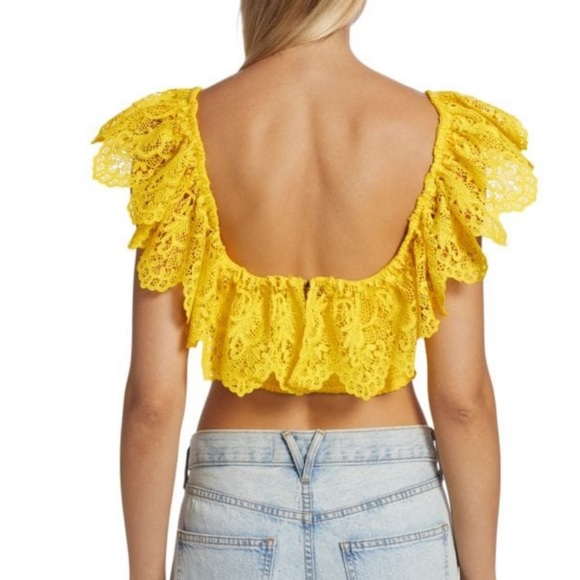 Alice + Olivia Bleeker Ruffled Lace Crop Top - Picture 4 of 9